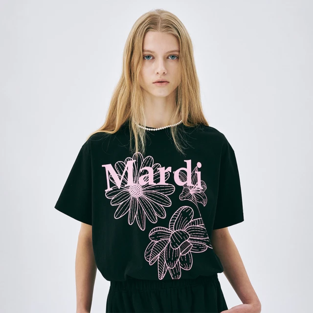 MARDI MERCREDI 三花印花短TEE 黑色 經典小雛菊 粉紅花 TSHIRT TRIPLE FLOWER