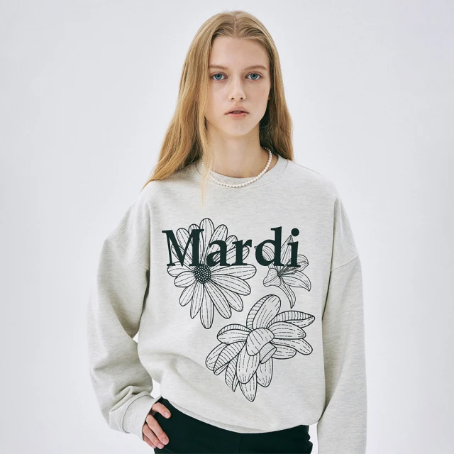 MARDI MERCREDI 三花印花大學TEE 燕麥色 經典小雛菊 黑花 SWEATSHIRT TRIPLE FLOWER