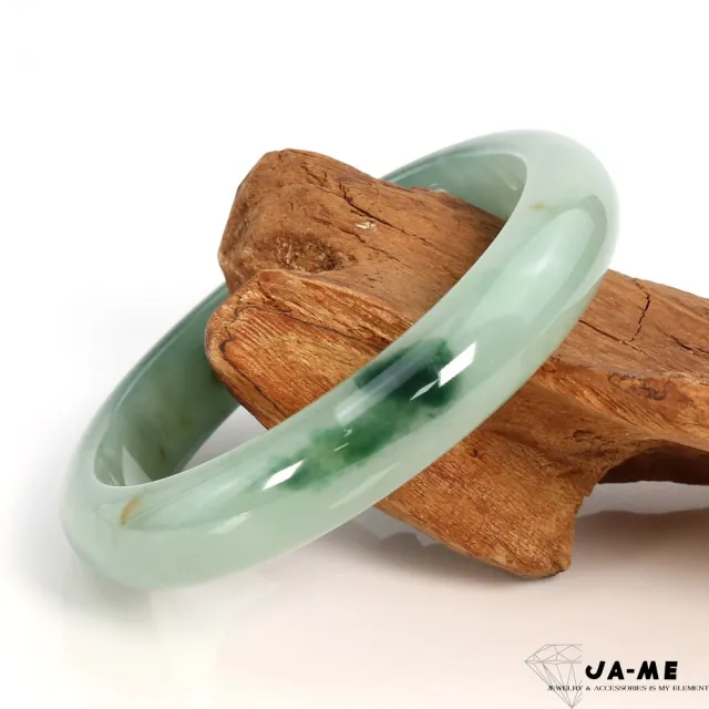 【JA-ME】天然A貨翡翠冰種飄花灑金玉鐲#18.5