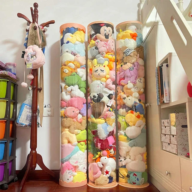 YouPin 娃娃收納桶150CM兒童毛絨玩具筐透明圓柱玩偶公仔收納神器(收納桶/收納籃)