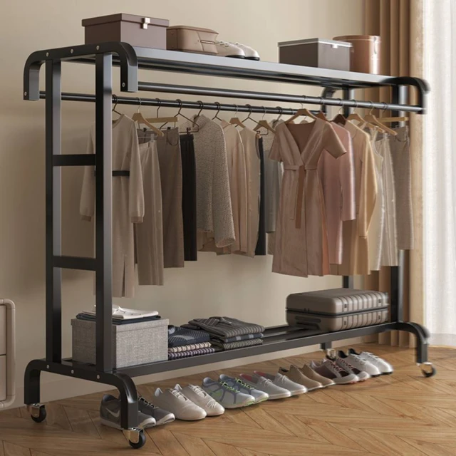 楠葉旗艦店 80cm長 帶滑輪 25mm管徑(晾衣架 掛衣架 落地衣架 移動衣櫃 衣帽架 衣櫃 預購15天)