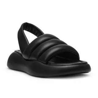 【steve madden】HEADWAY 麵包寬帶厚底涼鞋(黑色)