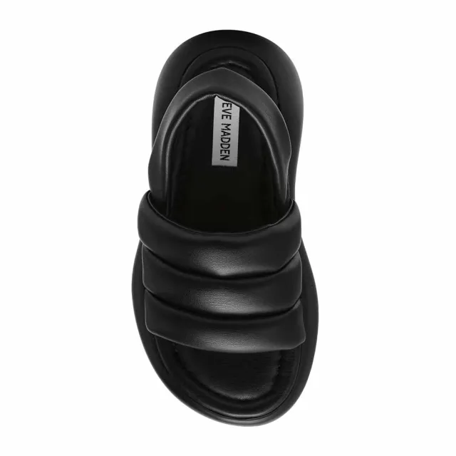 【steve madden】HEADWAY 麵包寬帶厚底涼鞋(黑色)