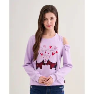 【SCOTTISH HOUSE】單邊蝴蝶結長袖上衣-黑/紫 CIVA1211