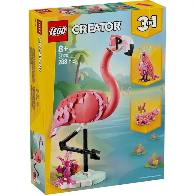 【LEGO 樂高】創意百變系列3合1 31170 野生動物：粉紅紅鶴(動物玩具 兒童積木 玩具)