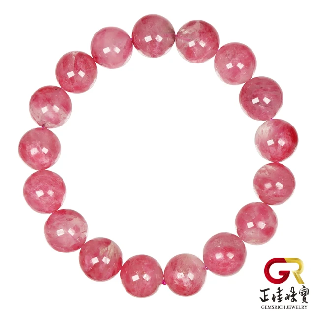 正佳珠寶 薔薇石 高品玉化櫻花雨薔薇 11.4-11.8mm 玫瑰薔薇石手珠｜日本彈力繩