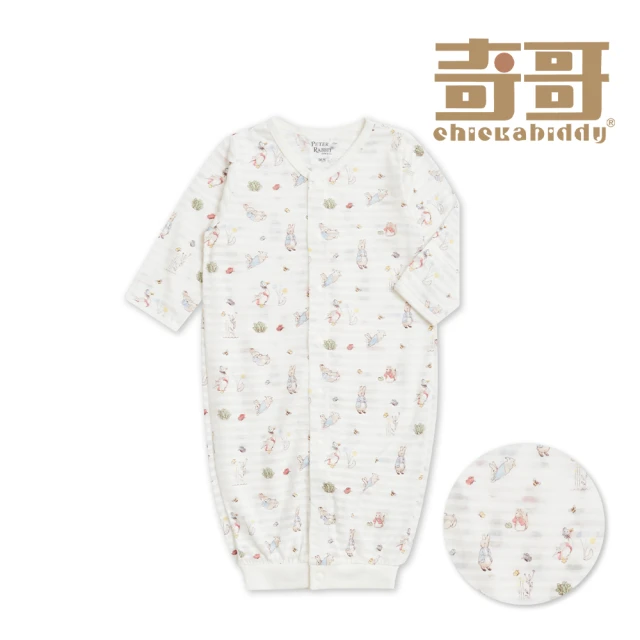 奇哥 比得兔 嬰幼童裝 跳跳兔長袍妙妙裝/連身衣-天絲橫紋單