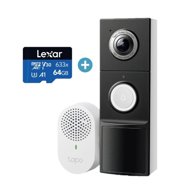 (64G記憶卡組)【TP-Link】Tapo D235 2K 5MP 電池/電線 AI智慧視訊門鈴(全彩夜視/180°超廣角/支援512GB)