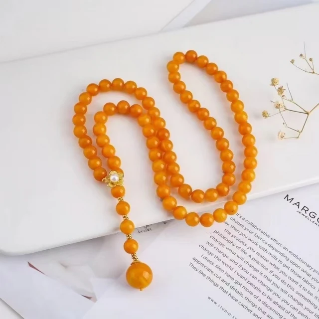 勝弘珠寶 琥珀滿蜜梅花Y字鍊