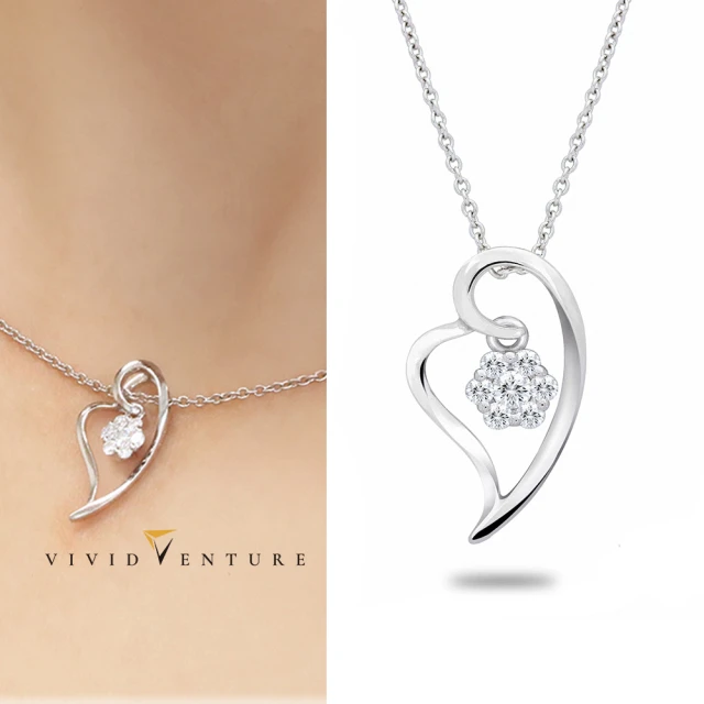 Vividventure 亞帝芬奇Vividventure 亞帝芬奇 13分 天然鑽石 鑽石 項鍊 心。擁抱(18K金台+14K金鍊)