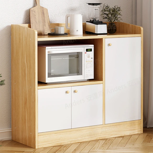 hoi! 好好生活 林氏木業北歐簡約拼色拉門三抽矮餐櫃1.6