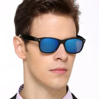 【DZ】買一送一 UV400防曬偏光太陽眼鏡墨鏡-個性橢釘(深藍膜)