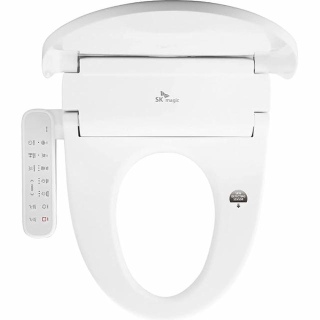 SK magic BID-018D 瞬熱式智慧馬桶蓋，提供即時熱水舒適體驗，具備烘乾、暖座、過濾水洗淨及噴嘴自潔功能，尺寸一般適合多數馬桶，享1年保固，升級居家衛生與便利。