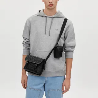 【COACH】蔻馳官方直營 LEAGUE經典Logo多功能斜背包-炭黑色/黑色(CU370)