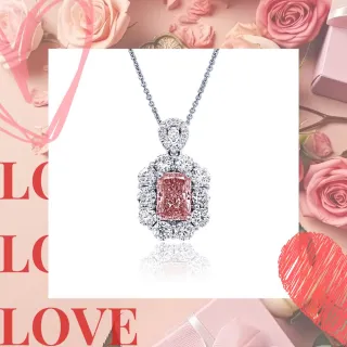 【Luster】年貨節!IGI 1克拉 培育 粉紅鑽 18K金 鑽石項鍊-送喀什米爾羊毛披肩(禮物傳遞摯愛閃耀永恆)
