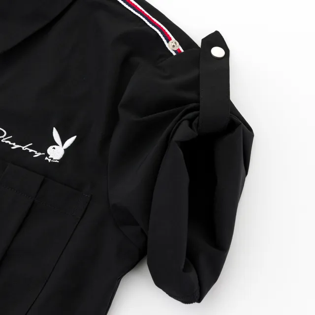 【PLAYBOY】短版造型下擺工裝外套(黑色)