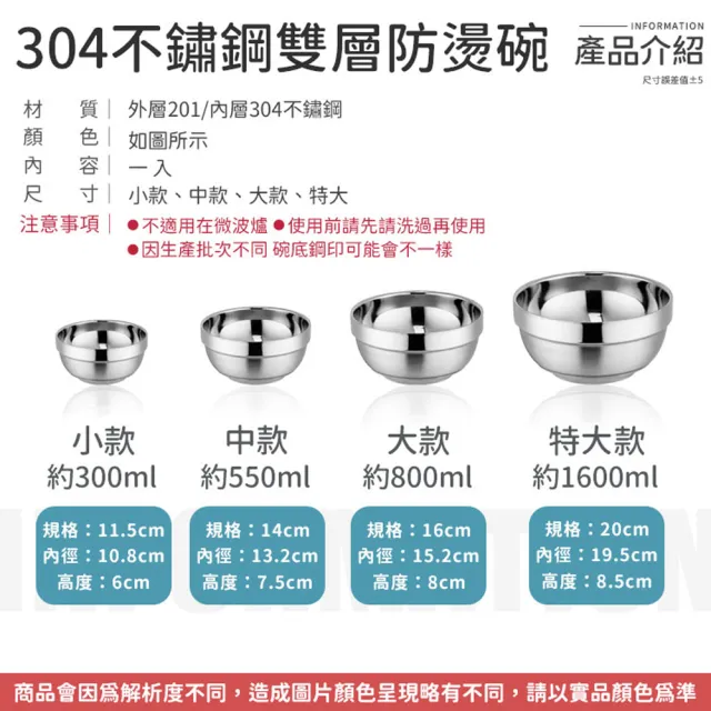 【同闆購物】304不鏽鋼雙層防燙碗 大款-16CM(不鏽鋼防燙碗/防燙碗/隔熱碗/碗)