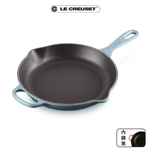 Le Creuset 盒損福利品_典藏琺瑯鑄鐵單耳單柄圓煎盤26cm(藍色迷霧)