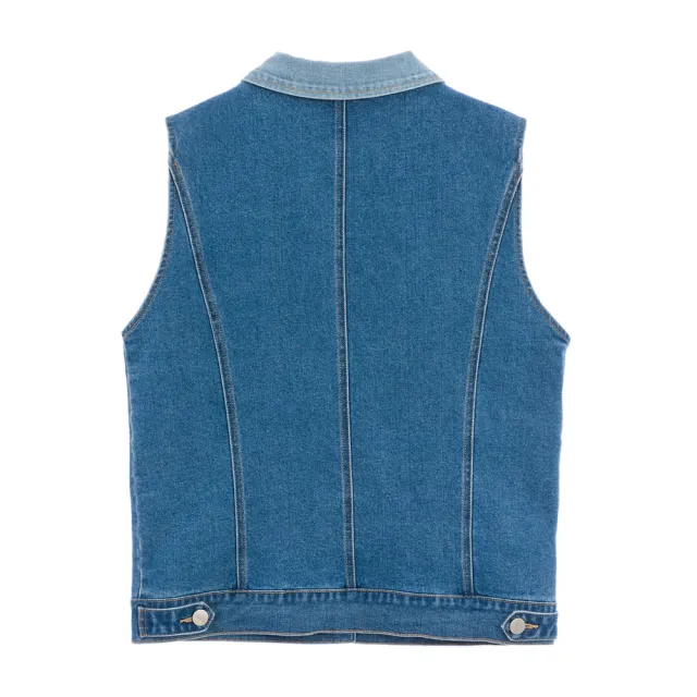 【PLAYBOY】撞色可拆式領片丹寧背心(牛仔藍)