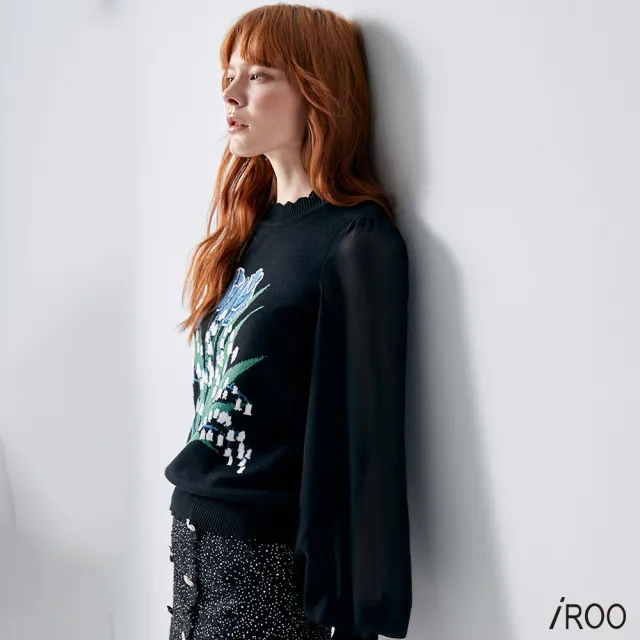 【iROO】風信子織花針織上衣