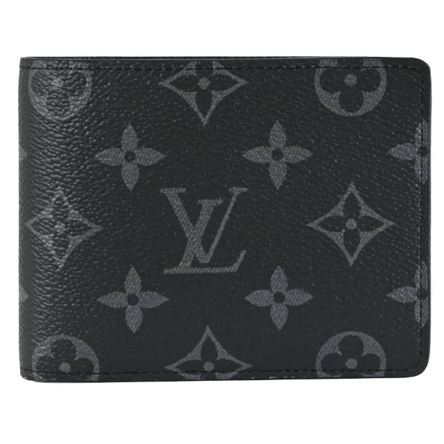 【Louis Vuitton 路易威登】LV M61695 Multiple 黑經典花紋對折雙層5卡短夾(現貨)