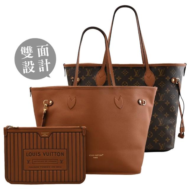 【Louis Vuitton 路易威登】LV M12061 Neverfull Inside Out MM 經典花紋雙面雙材質子母束口購物包(現貨)