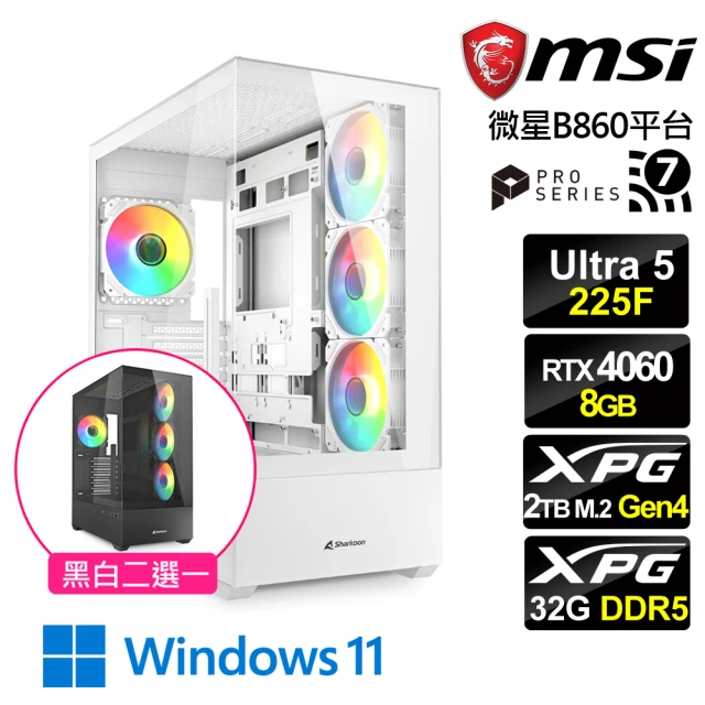 微星平台 U5十核RTX4060 Win11{聖戰士W}電競
