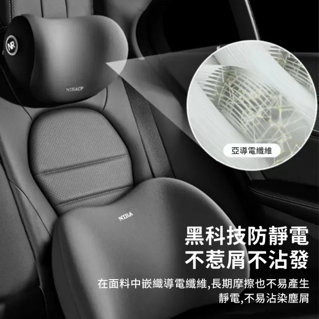 【Dep】車用人體工學頭枕腰靠套組 汽車記憶棉3D貼合護頸枕+護腰枕 車載座椅頭靠 護腰墊 腰靠墊 頸椎枕