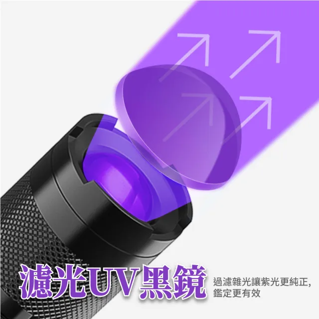 【驗鈔神器】365nm紫外線LED手電筒(驗鈔筆 防偽 螢光劑檢測 紫光燈 UV燈)