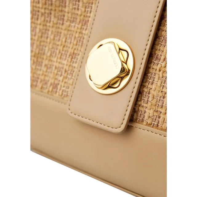 【Cerruti 1881】限量2折 義大利原裝進口 頂級時尚手拿包肩背包 全新專櫃展示品(米金色 CEBA06004P)