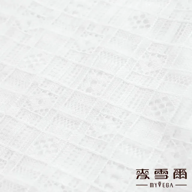 【MYVEGA 麥雪爾】格紋蕾絲雪紡領口上衣-白(通勤風)