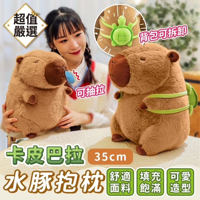 DREAMCATCHERDREAMCATCHER 35CM療癒水豚抱枕(卡皮巴拉/烏龜水豚/水豚君/娃娃/抱枕/造型抱枕/生日禮物/交換禮物)