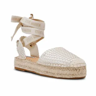 【steve madden】CRAIZE 草編芭蕾綁帶涼鞋(白色)