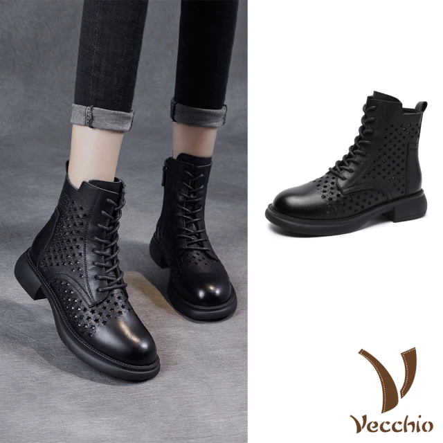 Vecchio 真皮短靴 厚底短靴/真皮頭層牛皮復古做舊設計