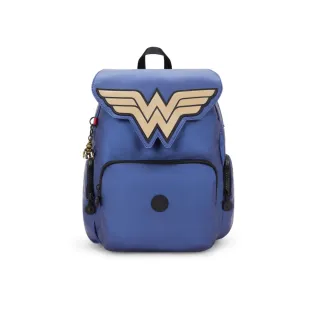 【KIPLING官方旗艦館】『猴子包』（網路獨家款）KIPLING官方旗艦館 X WONDER WOMAN 質感亮藍掀蓋拉鍊後背包