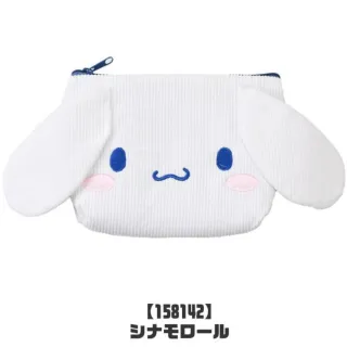 【小禮堂】雙11 Sanrio 三麗鷗 燈芯絨造型化妝包 大臉款 Kitty 美樂蒂 大耳狗 酷洛米(平輸品)