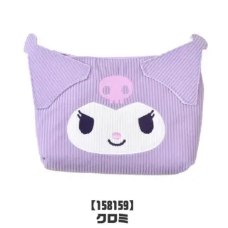【小禮堂】雙11 Sanrio 三麗鷗 燈芯絨造型化妝包 大臉款 Kitty 美樂蒂 大耳狗 酷洛米(平輸品)