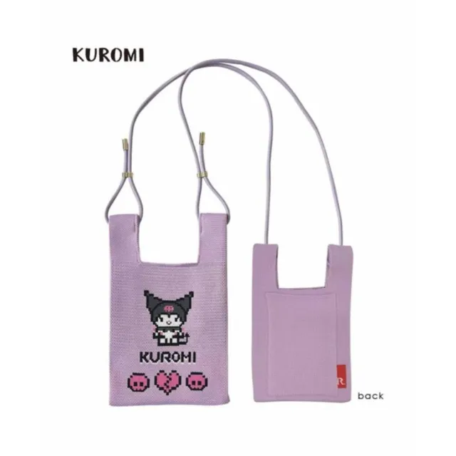 【小禮堂】雙11 Sanrio 三麗鷗 x ROOTOTE 針織斜背袋 像素款 Kitty 大耳狗 庫洛米(平輸品)