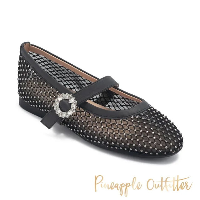【Pineapple Outfitter】DAX 閃耀網狀圓釦飾娃娃鞋(黑色)