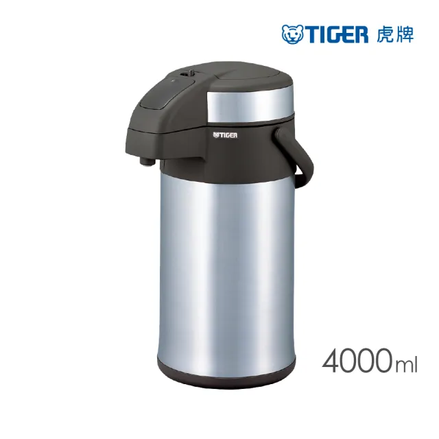 【TIGER 虎牌】按壓式不鏽鋼真空保溫壺4000ml(MAA-A402大容量保溫保冰/桌上壺)
