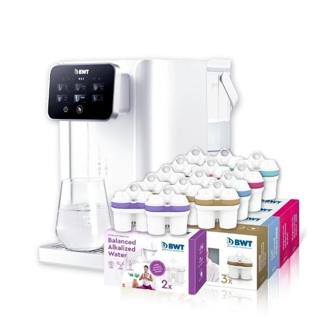 【BWT 德國倍世】桌上型瞬冰瞬熱淨飲水機 1機15芯 鎂離子+鋅鎂離子+超軟水+矽鎂離子+鹼性水(AQA EASY)