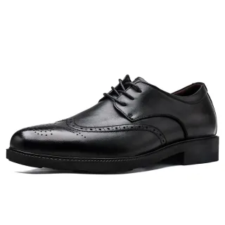 【T2R】正韓空運-時尚真皮雕花造型內增高厚底休閒男皮鞋-增高約7公分-黑(5985-1913)