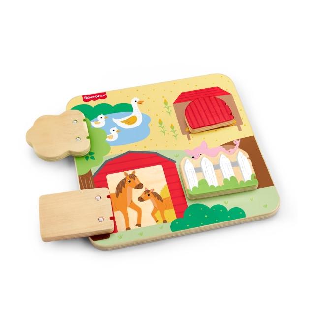 【Fisher price 費雪】木製農場動物板(寶寶安撫/嬰兒玩具/彌月禮/新生兒)