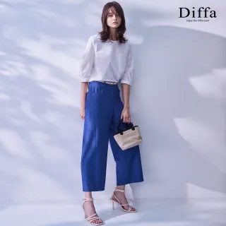 【Diffa】單邊貼袋異素材拼接上衣-女