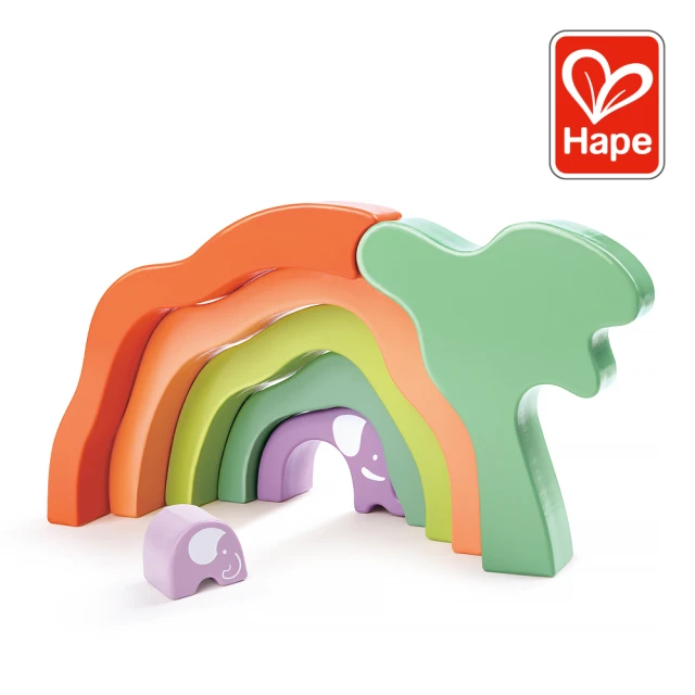 【德國Hape】曠野非洲象藝術堆堆積木(木製玩具/木頭玩具/彌月禮/生日禮)
