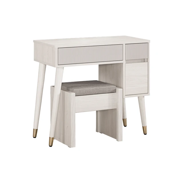 H&D 東稻家居 鏡台2.3尺含收納椅凳 化妝台 梳妝台(T