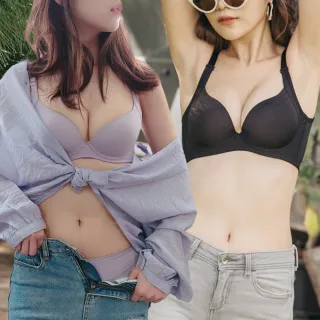 【玉如阿姨】2件組－經典款 無痕收副乳內衣 黑+芋★0621(軟鋼圈內衣 女內衣 女內著 台灣製)