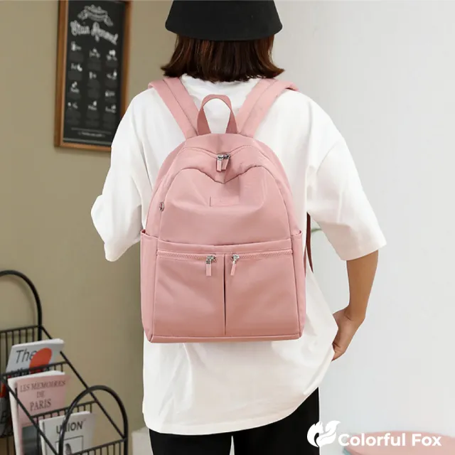 【Colorful Fox】輕便防水包 尼龍電腦包 肩背包 後背包(黑／卡其／深藍／紫／灰／紅／粉)
