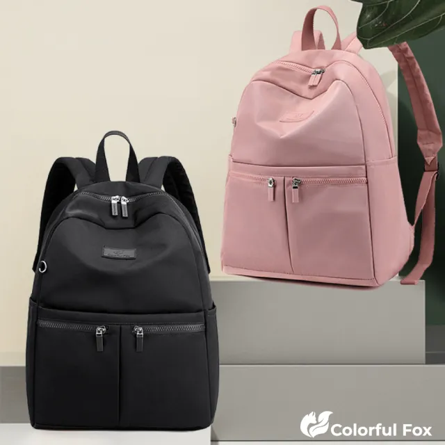 【Colorful Fox】輕便防水包 尼龍電腦包 肩背包 後背包(黑／卡其／深藍／紫／灰／紅／粉)