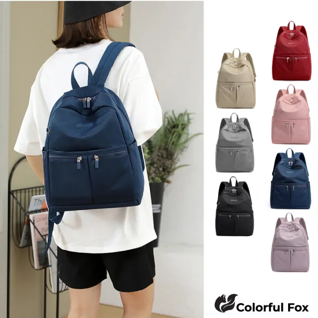 【Colorful Fox】輕便防水包 尼龍電腦包 肩背包 後背包(黑/卡其/深藍/紫/灰/紅/粉)